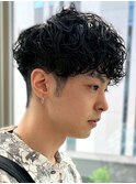 ツーブロック 波巻きスパイラルパーマ 束感パーマ 20代 30代