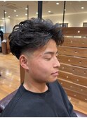 オールバックピンパーマ