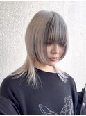 中性ハイトーンウルフ×ホワイトシルバー×ケアブリーチ