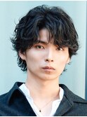 原宿メンズパーマルーズパーマシャドウパーマッシュウルフゆるめ