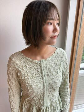 ツイギー 宮西店(TWiGGY) オリーブベージュにレイヤーボブ