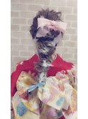 編み込みアレンジダウンスタイル