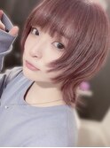 くすみピンクラベンダーショートウルフ