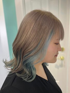 マティーナ ヘアー 池袋(Matina hair) 【ハイベージュ×インナーブルー】20代30代40代