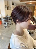 大人美人イメチェン大人丸みボブこなれヘアチェリーブラウン