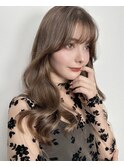 ブリーチなしメルティカラーマロンベージュ韓国顔周り2way前髪