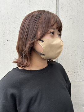 アチーブティルスマートサロン 豊川末広通店(achieve till Smart Salon) 大人可愛いワンカラーペールオレンジくびれ外ハネボブ20代30代