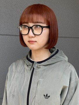ヘアーアイストゥーレ(HAIR ICI TRE) ミニボブ顔周りレイヤー似合わせカットイメチェンオレンジカラー