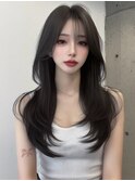 韓国ヘア レイヤーカット 暗髪 SAYAKA