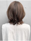 *斜めバング グレージュカラー デザインカラーシルキーベージュ*
