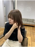 フェイスレイヤーボブウルフ透明感ベージュダブルカラー