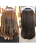チョコレートブラウンの美髪セミロングストレート