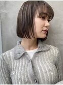 大人ボブ大人ショートボブ切りっぱなしボブ前髪あり前下がりボブ