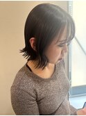 簡単スタイリング 切りっぱなしボブ 春カラー