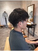 メンズカット 黒髪ショートツイスパ 清潔感スーツ短髪