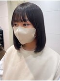 ショートボブ 10代20代 前髪あり 髪質改善ストレート 暗髪 艶髪