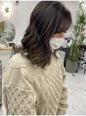 グレージュハイライト透明感白髪ぼかし