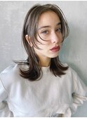 顔まわりウルフ_アースカラーくびれヘアツートンカラー_28973