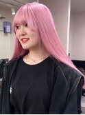 3885ホワイトピンクハイトーンカラー艶髪ミルクティーピンク