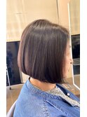 大人 ミニボブ 前下がり 髪質改善カラー