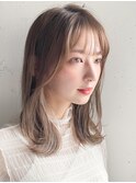 くびれヘア外ハネボブこなれミディサイドバング斜めバング