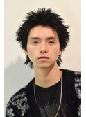 □スパイキーショートブルーブラックフェザーパーマサーフカール