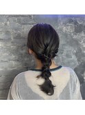 編み下ろしヘアアレンジハイライトカラー池袋