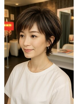 上品束感ショート×ハイライトニュアンス