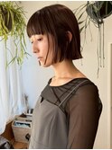 切りっぱなしボブ ミニボブ ナチュラルブラウン 髪質改善 艶髪