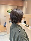 ショートボブ×ラベンダーベージュ