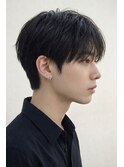 爽やかメンズビジネスショートセンターパート黒髪透明感夏カラー