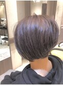 アシメショート、ラベンダー、ハイライト