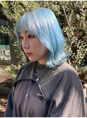 ba8ニュアンスカラー切りっぱなしボブ2wayバング内巻きカール