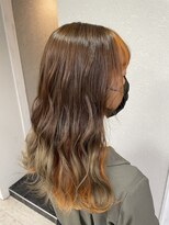 アジールヘア 所沢プロペ通り店(agir hair) 秋らしいインナーオレンジカラー 10代20代30代