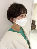 ココアベージュ小顔愛されショートボブ