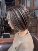 バレイヤージュ ハイライト ボブ