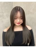 【透明感カラー】オリーブアッシュ×顔回りレイヤーカット×韓国