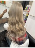 ブロンドベージュブリーチカラーシールエクステ