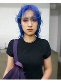 ネオンブルーパープルボブハイトーンケアブリーチ