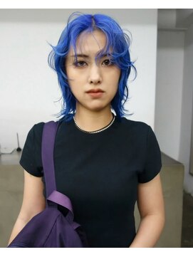 レコ 渋谷(LECO) ネオンブルーパープルボブハイトーンケアブリーチ
