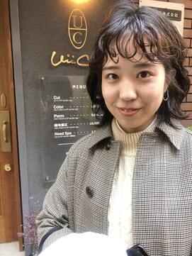 ウィーク 梅田(UiiC) 前髪を伸ばし中の方にクセ気風パーマ【uiic stylist rira】