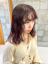 トゥコ(tuco)&nbsp;ミディアムパーマ　ピンクカラー　カシス　ニュアンス