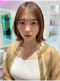 ダークアッシュ/ミディアムレイヤーカット［髪質改善/縮毛矯正］