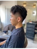 MEN'S HAIR アッシュブラックベリーショートパーマ