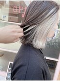 【デザインカラー】ホワイトベージュインナーカラー ボブ