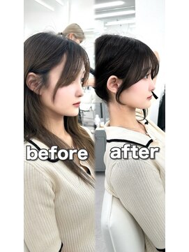 アマトウキョウ アユンチェ(AMA TOKYO×AYUNCHE) 前髪顔まわり韓国ヘアレイヤーカットサイドバンク2wayバンク韓国