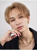 ブリーチハイトーンベージュニュアンスパーマセンターパート