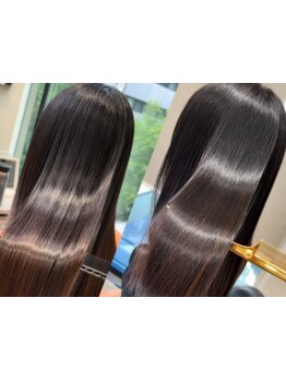 ダメージレスな酸性ストレートで髪質改善。柔らかく自然なストレートを叶え、毎日のスタイリングもラクに。