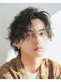 大人メンズパーマ◎ニュアンスパーマ×黒髪センターパート