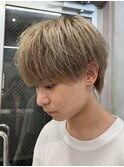ウルフセンターパートホワイトグレーミルクティーハイトーン